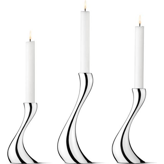 Billede af Georg Jensen Cobra Shiny Steel Fyrfadsstage 24cm 3stk