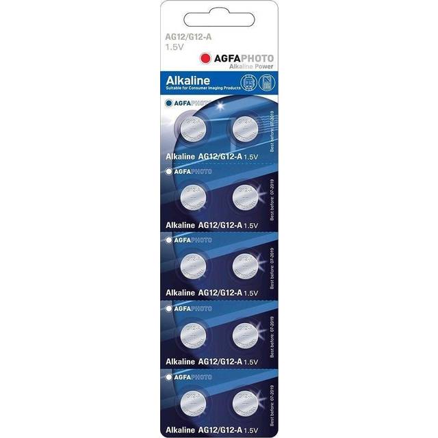 Billede af AgfaPhoto LR43/AG12 10-pak knapcellebatteri Alkaline, 1,5V